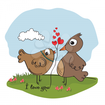 love birds, romantic illustration in vector format