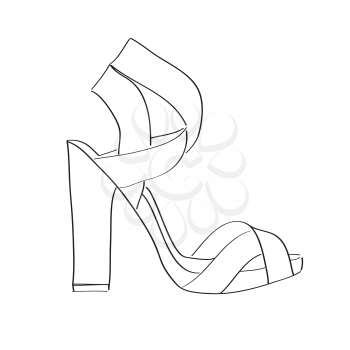 Shoes on a high heel isolated on white background, vector