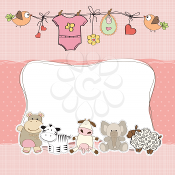 baby girl shower card with animals