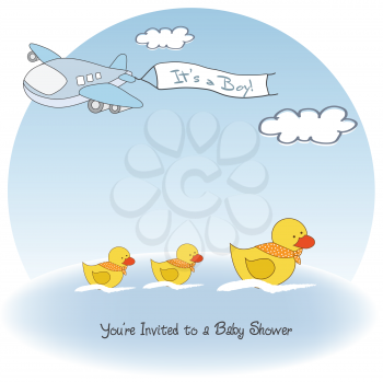 baby girl announcement card with airplane