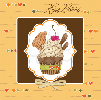 Birthday cupcake, vector illustration