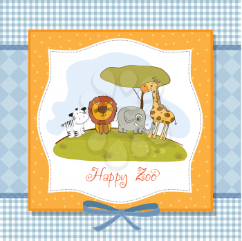 happy zoo, vector illustration