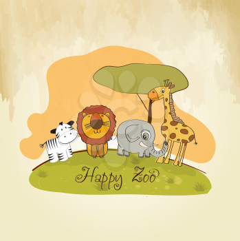 happy zoo, vector illustration