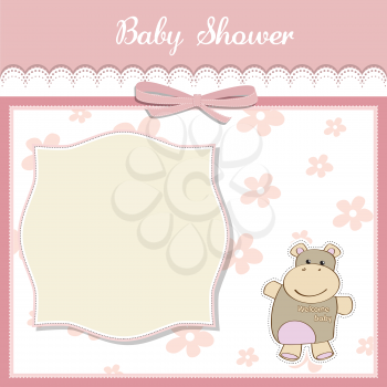 new baby girl announcement card with hippo