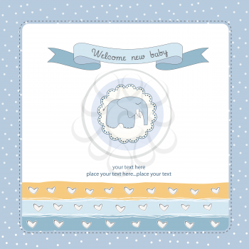 new baby boy announcement card with elephant