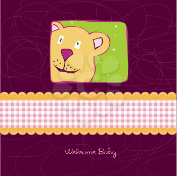 baby shower card with teddy bear toy, vector illustration