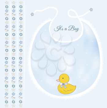 baby shower card with little duck, vector illustration