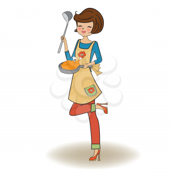 woman cooking, illustration in vector

