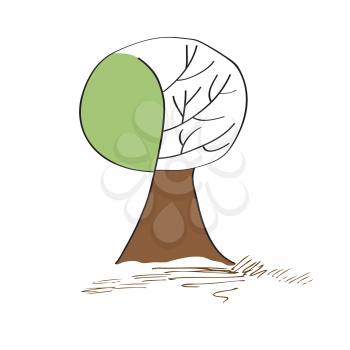 stylized vector tree isolated on white background
