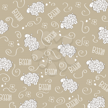 Cute seamless pattern with sheeps, vector format