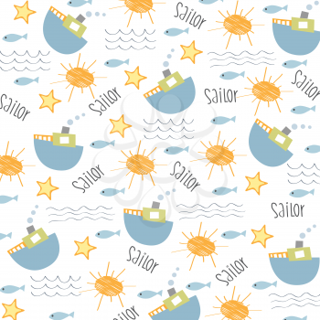 seamless boat pattern, illustration in vector format
