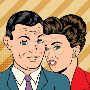 Man and woman love couple in pop art comic style, vector illustration
