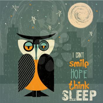 owl with insomnia, illustration in vector format