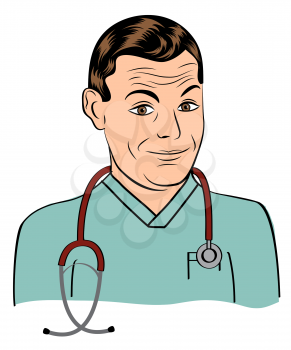 friendly doctor smiling, illustration in vector format