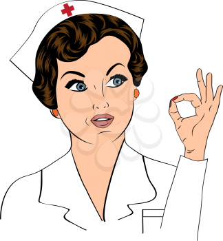 Beautiful friendly and confident nurse smiling , vector illustration