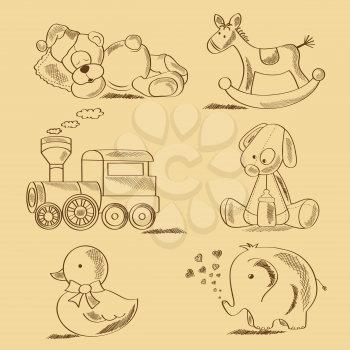 hand drawn toys, illustration in vector format