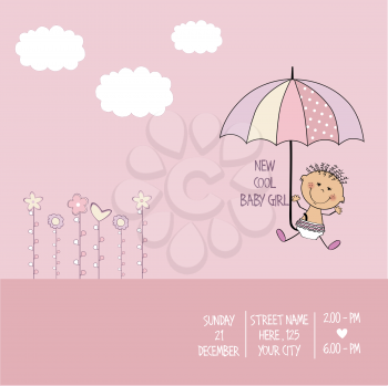 baby girl shower card, vector eps10