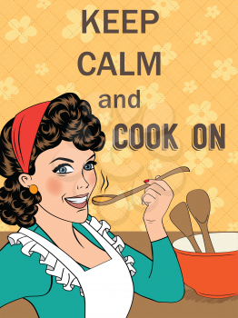 Illustration with massageKeep calm and cook on, vector format