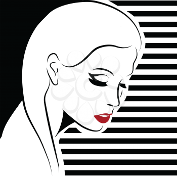 sexy woman with red lips, vector format