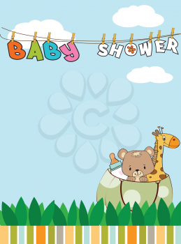 Beautiful baby shower card with toys