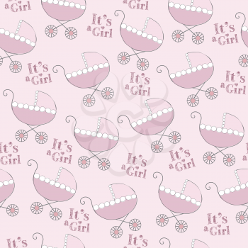 delicate seamless pattern with pink strollers