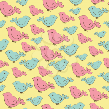 cute seamless pattern with doodle birds