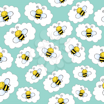 doodle seamless pattern with bees, vector format