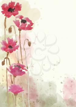 Beautiful hand painted floral background in watercolor style, vector format