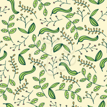 Doodle colorful seamless pattern with leafs
