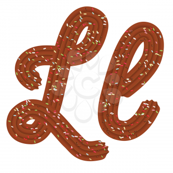 Tempting tipography. Font design. Icing letter. Sweet 3D letter  L of the chocolate cream and candy. Vector
