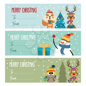 Cute flat design Christmas labels collection for presents. Vector