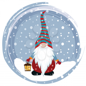 Christmas card with gnome. Scandinavian Christmas. Flat design