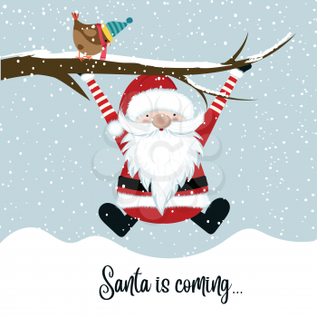 Santa is coming, funny Christmas illustration