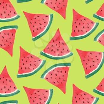 watercolor summer background with watermelon  slices