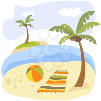 Tropical beach scene. Summer holiday poster