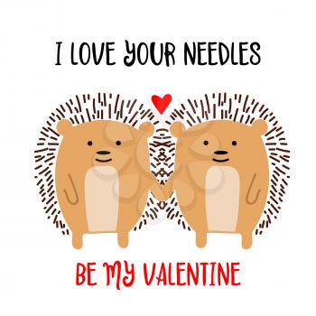 Hedgehogs couple in love. Valentine's day card