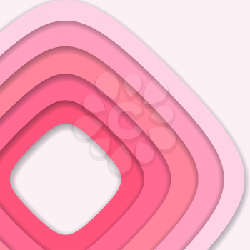 Abstract pink 3D paper cut background. Abstract wave shapes. Vector format
