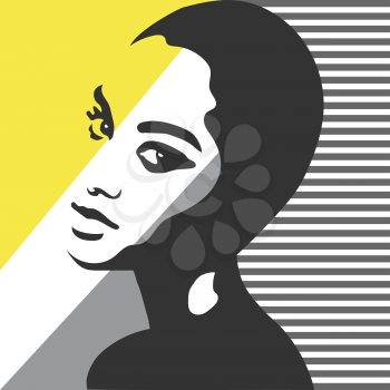 Fashion woman portrait. Vector silhouette. Art Illustration.