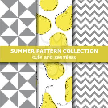 Cute summer pattern collection. Pears theme. Summer banner. Vector.