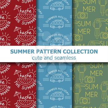 Cute summer pattern collection . Summer banner. Summer holiday. Vector