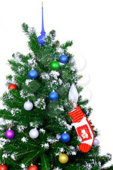 Christmas and New Year tree. Isolated over white