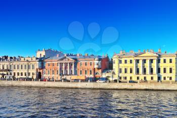 Embankment of the river of Neva in St. Petersburg, Russia