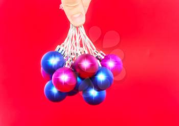 Christmas,New Year decoration-balls .On the red background.