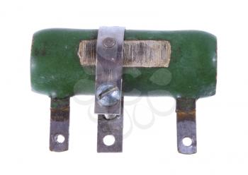 Old, vintage resistor. Isolated over white