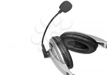 Big headset with a microphone. Isolated over white