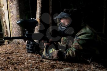 Paintball sniper ready for shooting