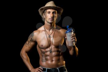 Fitness Model with protein shake