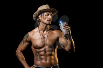 Fitness Model with protein shake