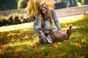 Women Holding Dog