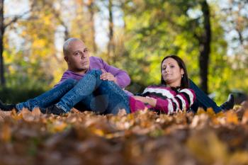 Charming Couple Lying Together At The Park